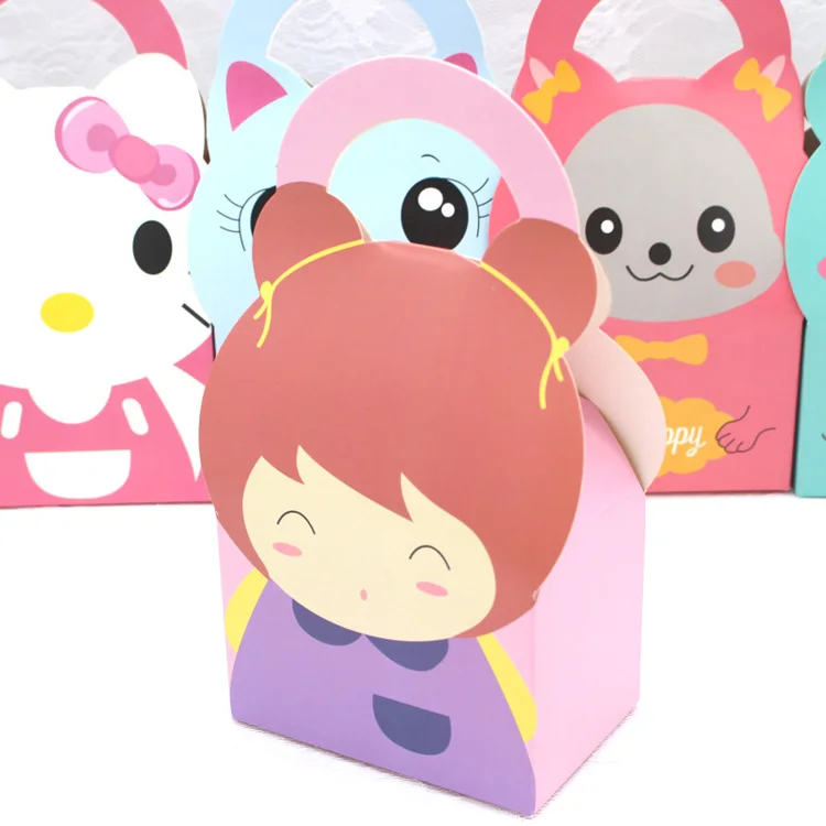 20 шт. 9x6x7 см коробка конфет Дети День Рождения мультфильм прекрасный мешок для печенья Крафт-бумага подарочная коробка ручка милые конфеты упаковка дети - Цвет: Girl