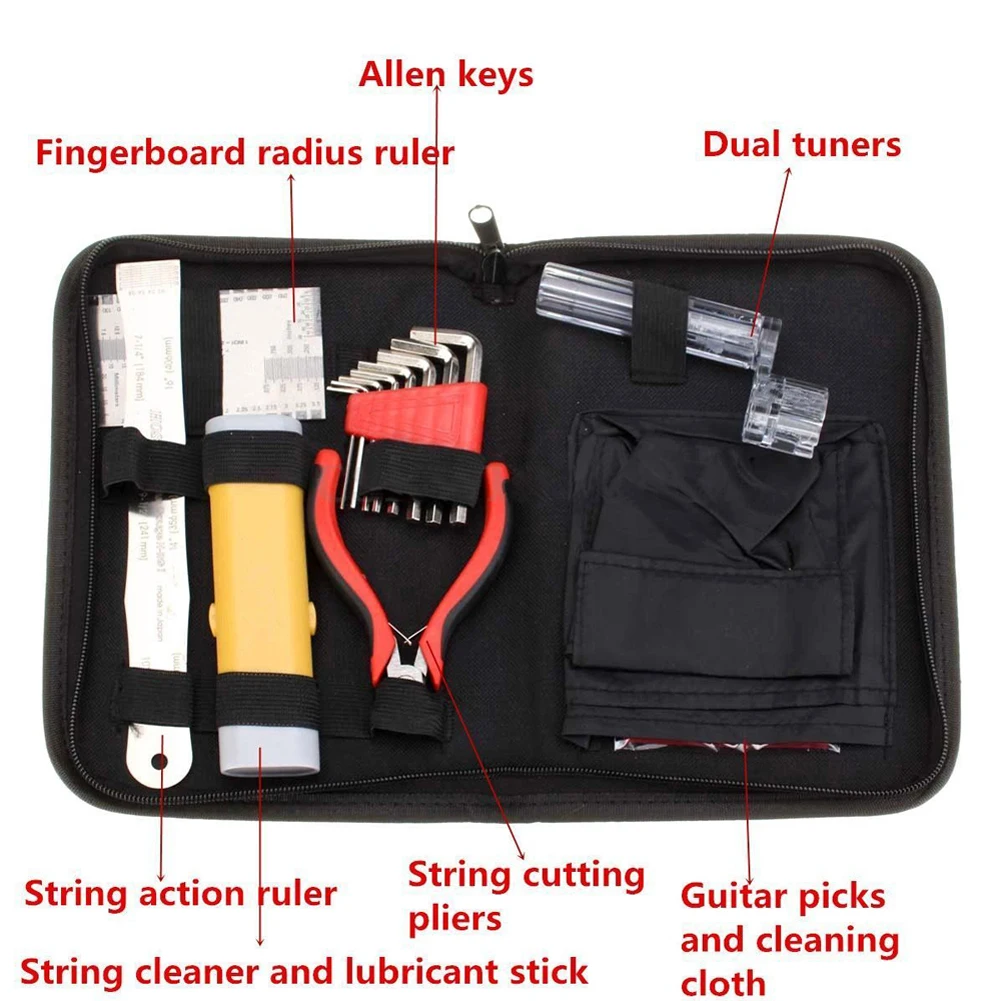 

Professional Full Set Guitar Care Tool Repair Maintenance Tech Kit contains 8 kinds of tools Suitable for Any Guitar