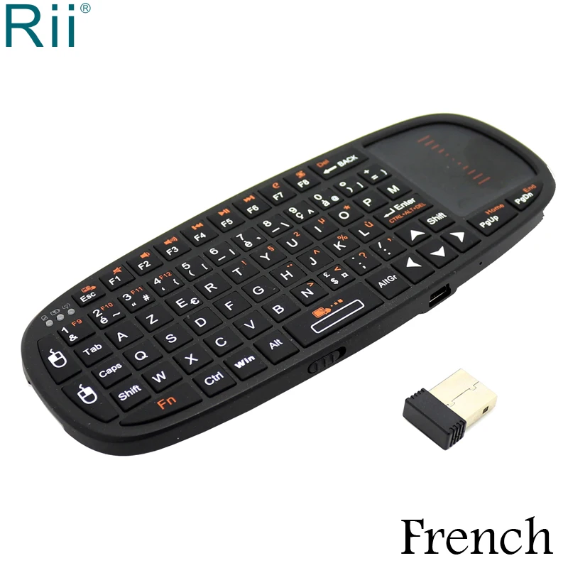Original Rii i10 French Keyboard 2.4GHz Mini Wireless Keyboard+TouchPad