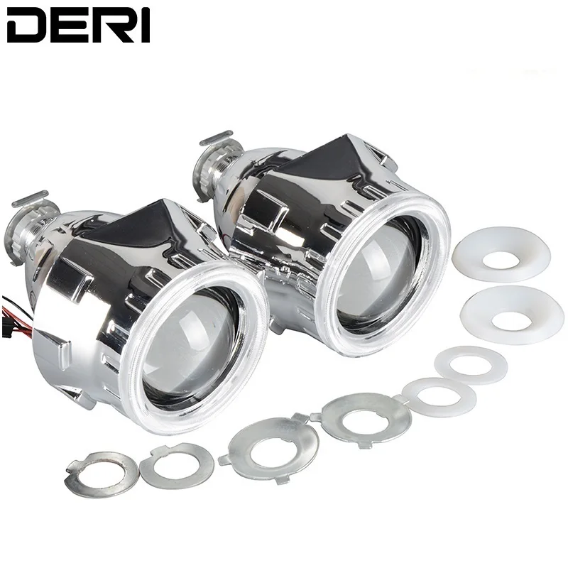 

DERI 2.8 inch Round HID Bi xenon Projector Lens Headlight with CCFL White Angel Eye Casing H1 H4 H7 6000K Hi/Lo Beam Car Styling