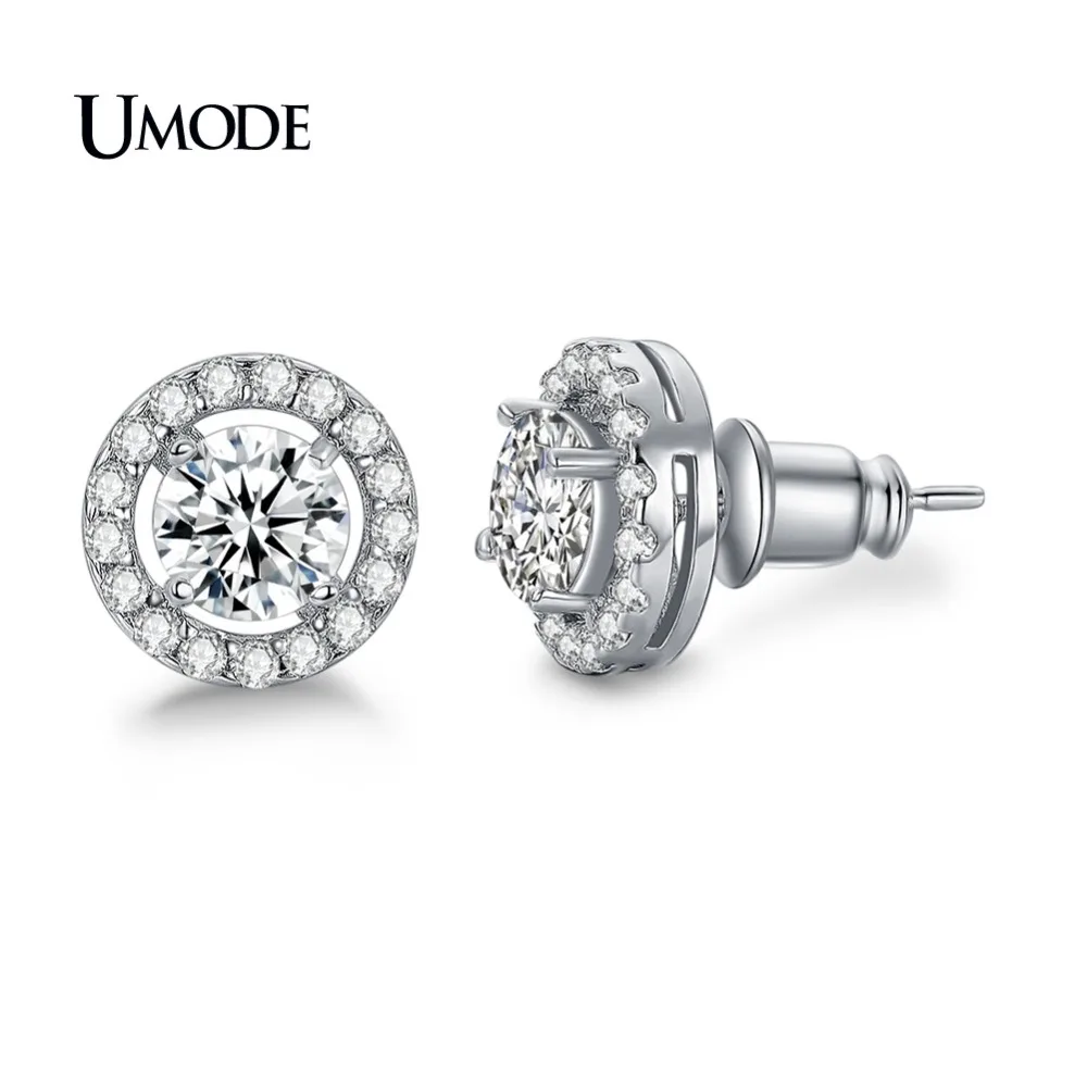 

UMODE Top Quality Summer Jewelry Design Round Cut 6mm 0.75 Carat AAA+ CZ Diamond Stone Post Stud Earrings For Party UE0012
