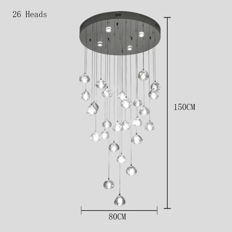 Современные светодиодные подвесные светильники, Хрустальные подвесные лампы, составные холлы, лестничные длинные подвесные светильники для гостиной, лестницы - Цвет корпуса: 26 Heads