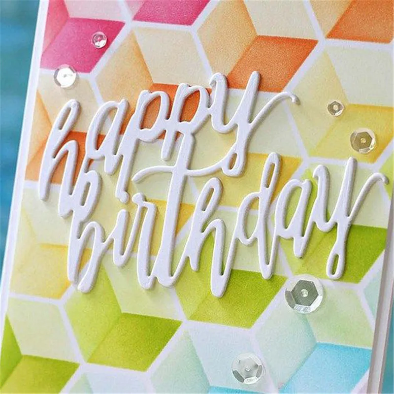 

Happy Birthday Letter Metal Cutting Dies and Clear Stamps Scrapbooking New 2019 Die Cuts for Card Making Stencil Craft Stitch