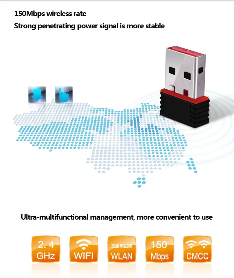 TEROW MT7601 WiFi беспроводная сетевая карта 150 м USB 2,0 802,11 b/g/n Wi-fi адаптеры LAN адаптер Wi-fi антенна адаптер сигнала