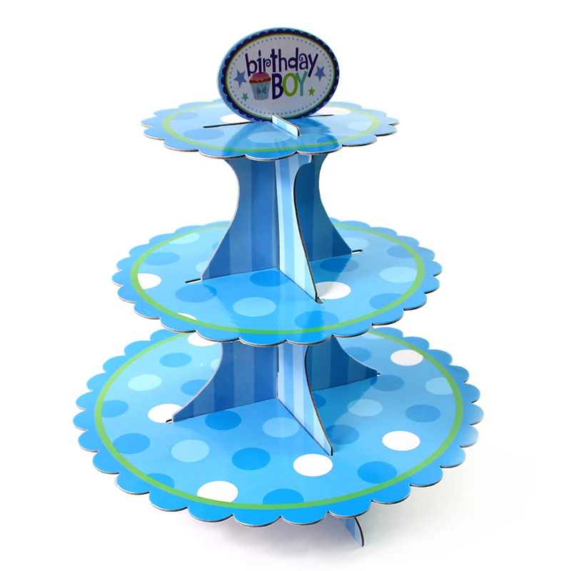 NEW 3 Tier Cupcake Stand Muffin Holder Cardboard Cake Rack Princess Kids Party
