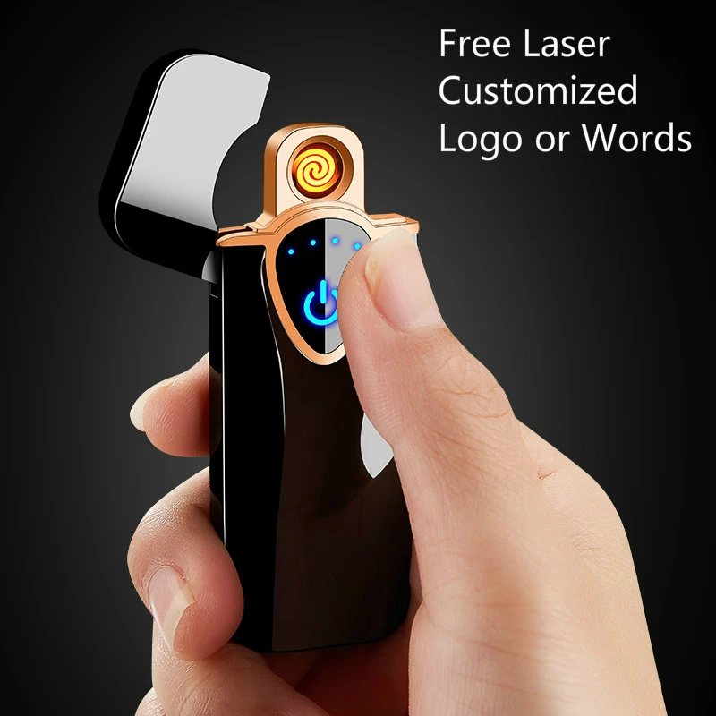 

Custom Logo Words Touch Induction Lighter Charging USB Electronic Double-sided Cigarette Lighter Smoking Accessories encendedor