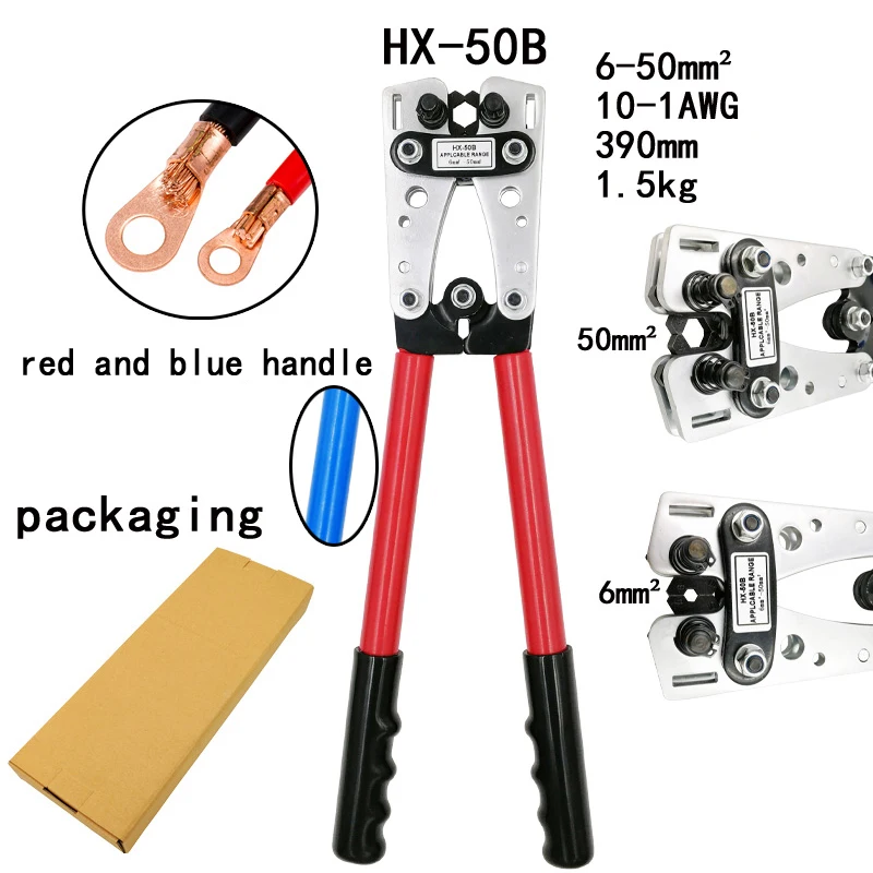 Negermphlooe Vente Hx 50b Cable Crimpercable Lug Outil De Sertissage Sertisseur Fil Main Ratchet Terminal Pince A Sertir Pour 6 50mm2 1 10awg Pas Cher Prix