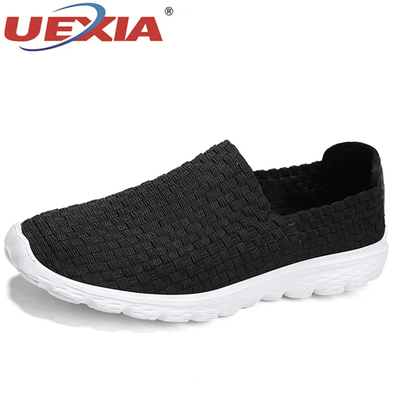 

UEXIA 2018 Light Comfortable Men Casual Shoes Woven Handmade Men Shoes Sneakers Breathable Male Flats Fashion Slip On for Men