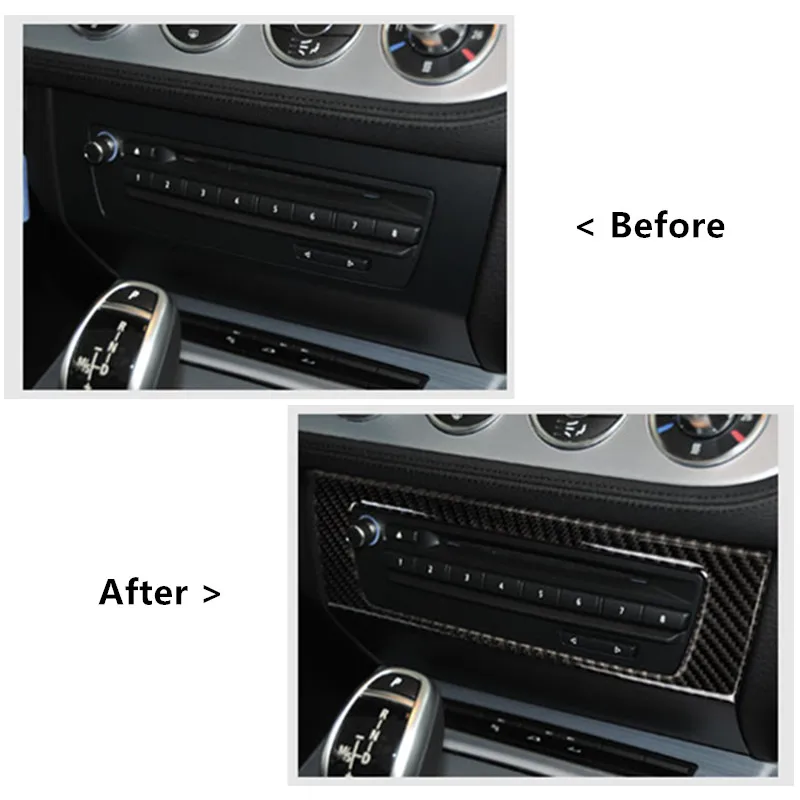 Углеродное волокно Стайлинг средняя консоль CD Панель рамка декоративная наклейка для BMW Z4 E89 2009-15 аксессуары для салона автомобиля