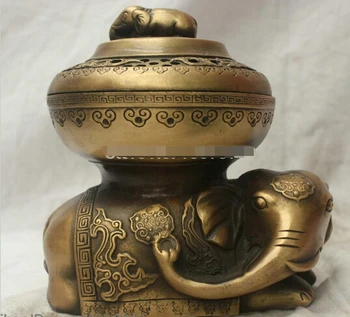 

WBY---505+++ Chinese Culture Handmade Brass Bronze Statue Elephants incense burner Sculpture