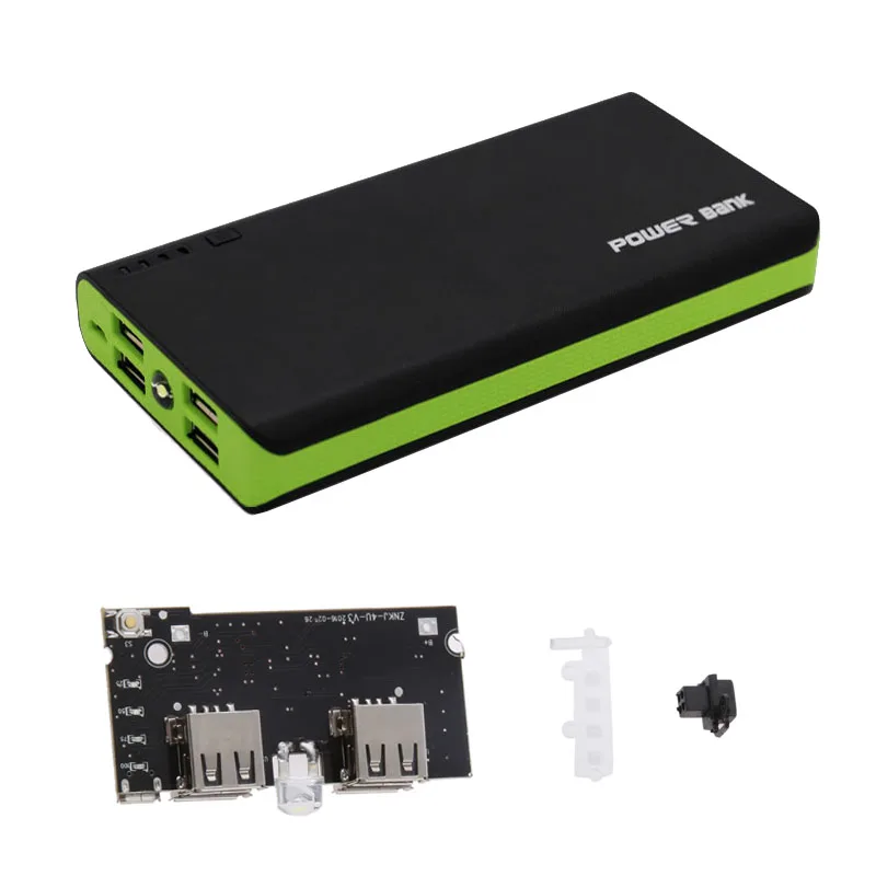 Power Bank Case Kit 18650 Battery Charger Flashlight for Cell Phone-Green