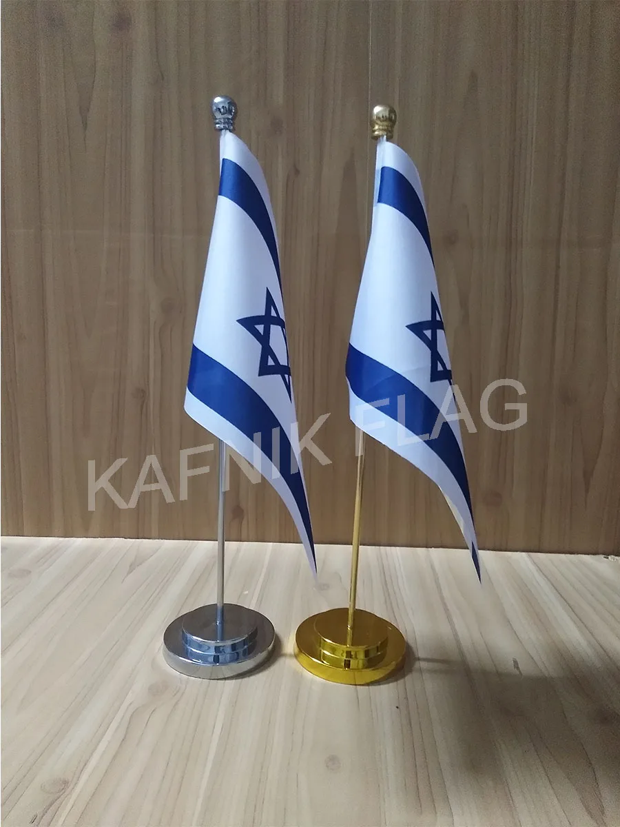 Кафник, Израиль Флаг для офисного стола с золотом или серебром металлическая база для флагштока 14*21 см Флаг Страны