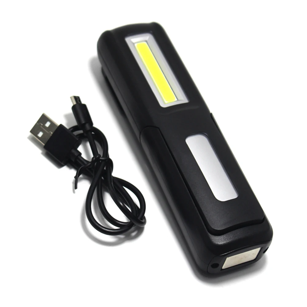 Мощный портативный USB Перезаряжаемый Магнитный светильник-вспышка, Рабочий фонарь, встроенный аккумулятор с функцией отображения мощности