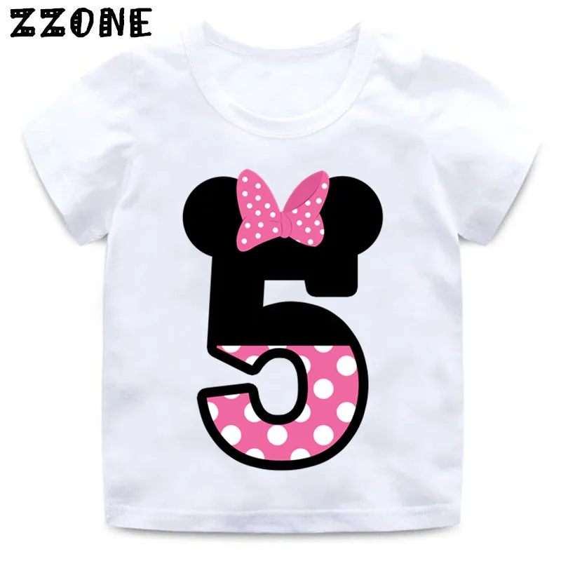 Футболка с надписью «Happy Birthday» и цифрой 1-9 для мальчиков и девочек, летняя белая футболка для малышей, детский забавный подарок на день рождения, HKP2416