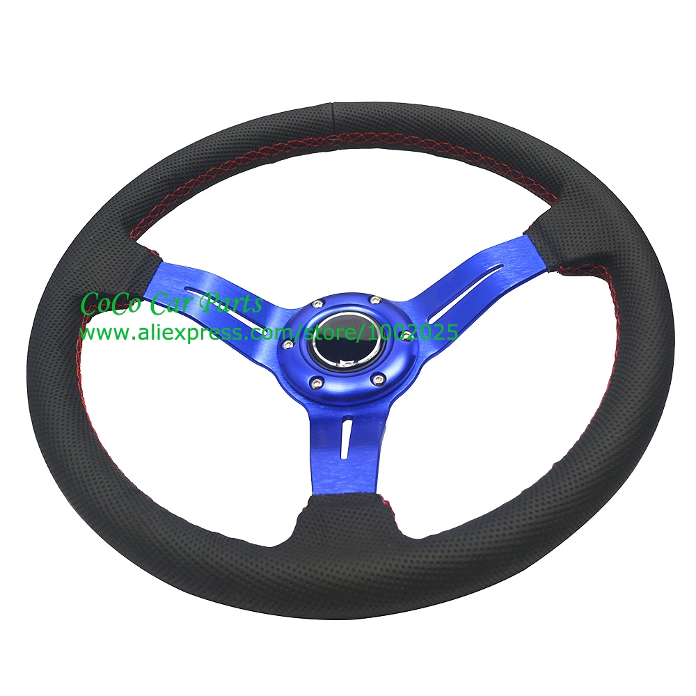 350mm Rally Steering Wheel Leather With Small Holes Racing Car Steering