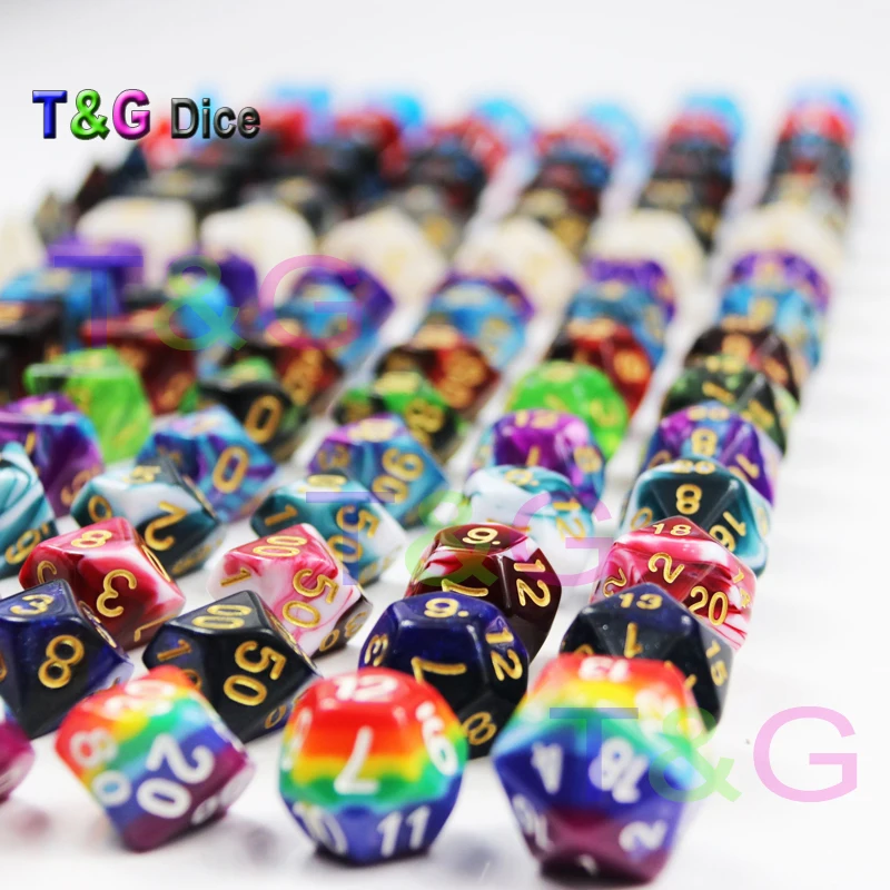 105 цветные кости с черной сумкой, T& G Rainbow 15 комплектов D4 D6 D8 D10 D10% D12 D20 для настольной игры RPG DND
