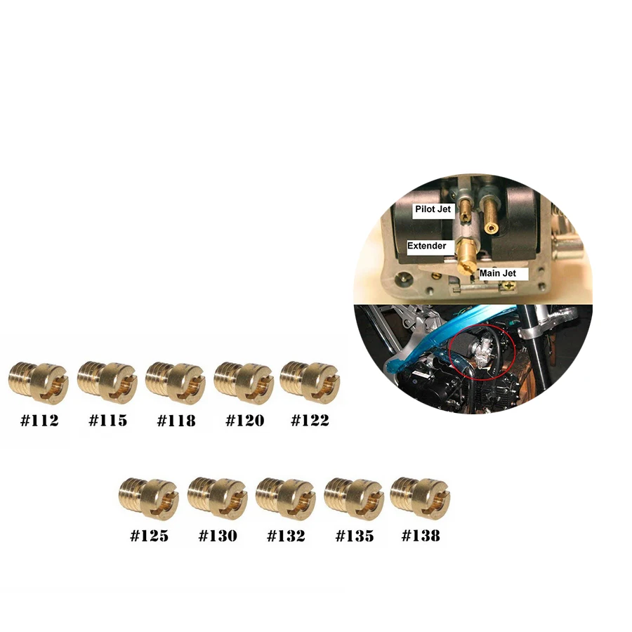 

10 x Thread 6mm motorcycle Main Jet Kit for112/115/118/120/122/125/130/132/135/138 Injector Nozzle