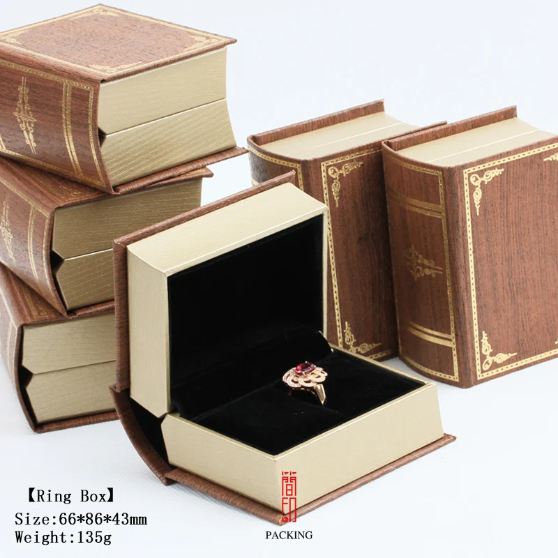Персонализированные идеи для свадьбы мини-книга форма коробка для двух колец/ожерелье чехол/Подарочный чехол 8,6*6,6*4,3