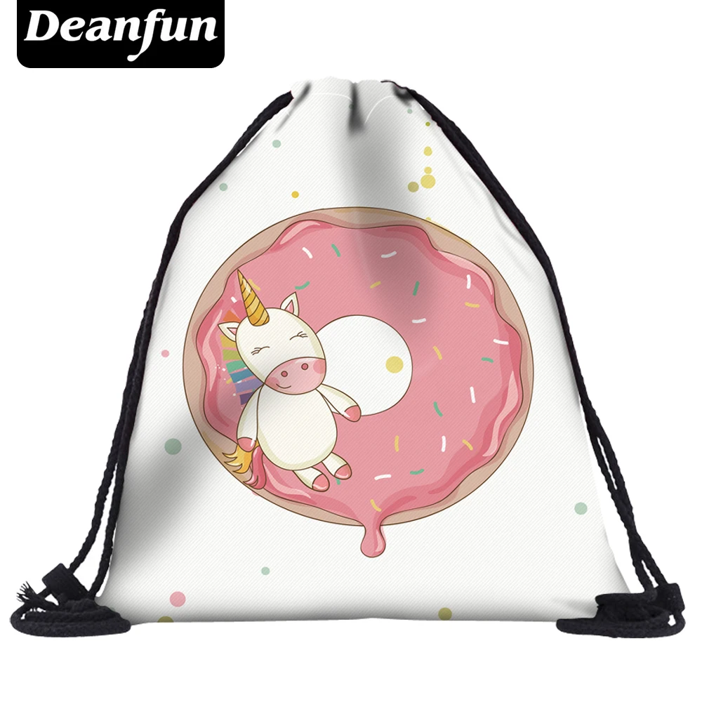 Сумка на шнурке Deanfun с 3D принтом в виде пончиков женские школьные сумки для