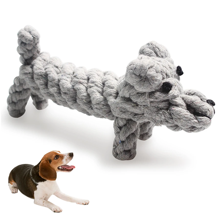Хлопковые игрушечные собаки на веревке 19 см 7,4" Собака жевательная игрушка плетеная маленькая собака дизайн Милая жевательная игрушка для домашнего питомца игрушечные домашние питомцы плюшевая игрушка для собак
