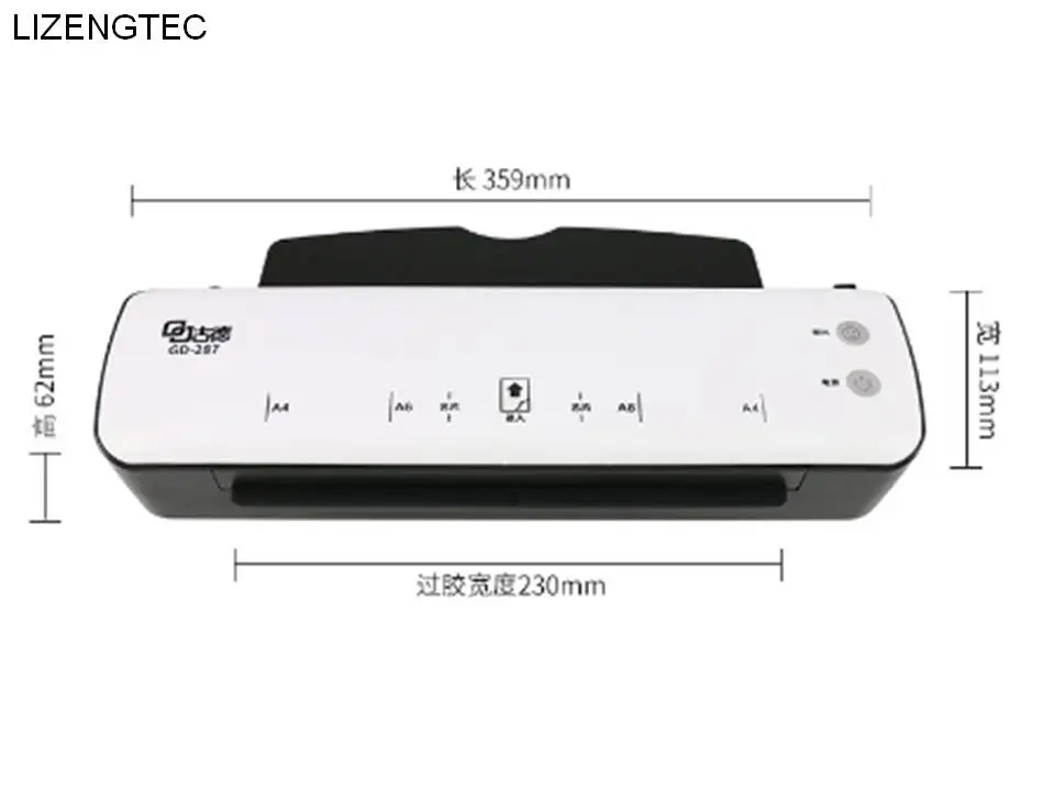 LIZENGTEC профессиональный офисный дизайн Горячая быстрая разогревающая роликовая ламинаторная машина для бумаги А4 Фото документов