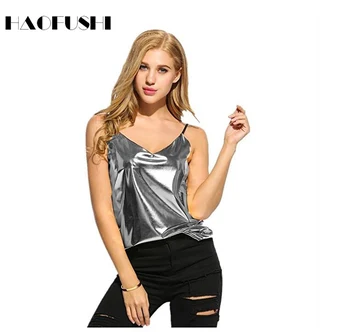 2017 Fashion Women Tanks Camis Summer Vest Tops Summer Sexy Silver Golden Sleeveless Shirt Casual Tank Tops