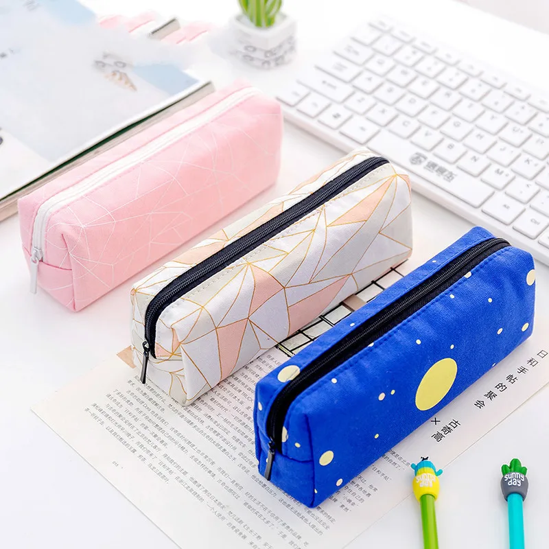 Прекрасный звезда молния брезентовый чехол Kawaii Pencilcase foutain карандашом сумка для школы коробка канцелярские 2018