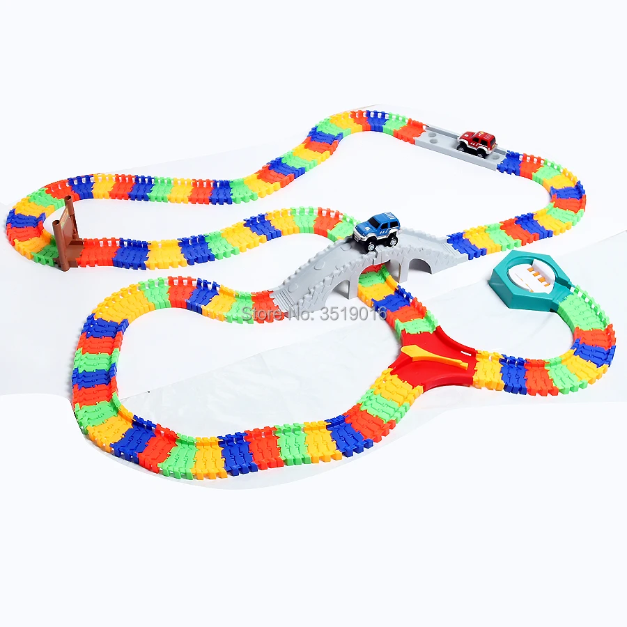 Coaster DIY Deluxe гибкая дорожная игрушка 17 футов более 300 шт. 2 автомобиля и горный