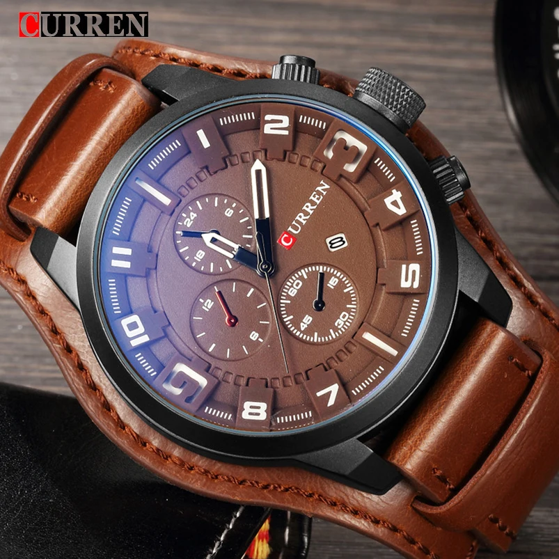 CURREN Men Military Sport Quartz Watch Mens Brand Luxury Leather Waterproof Male Wristwatch Relogio Masculino 8225 Dropshipping