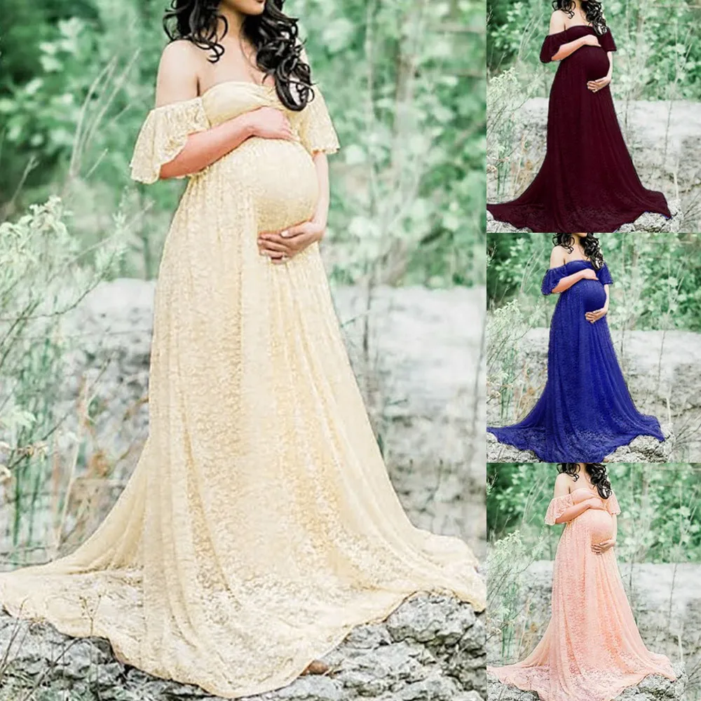 

Long Maternity Photography Props Pregnancy Dress Photography Maternity Dresses For Photo Shoot Pregnant Dress Lace Maxi Gown