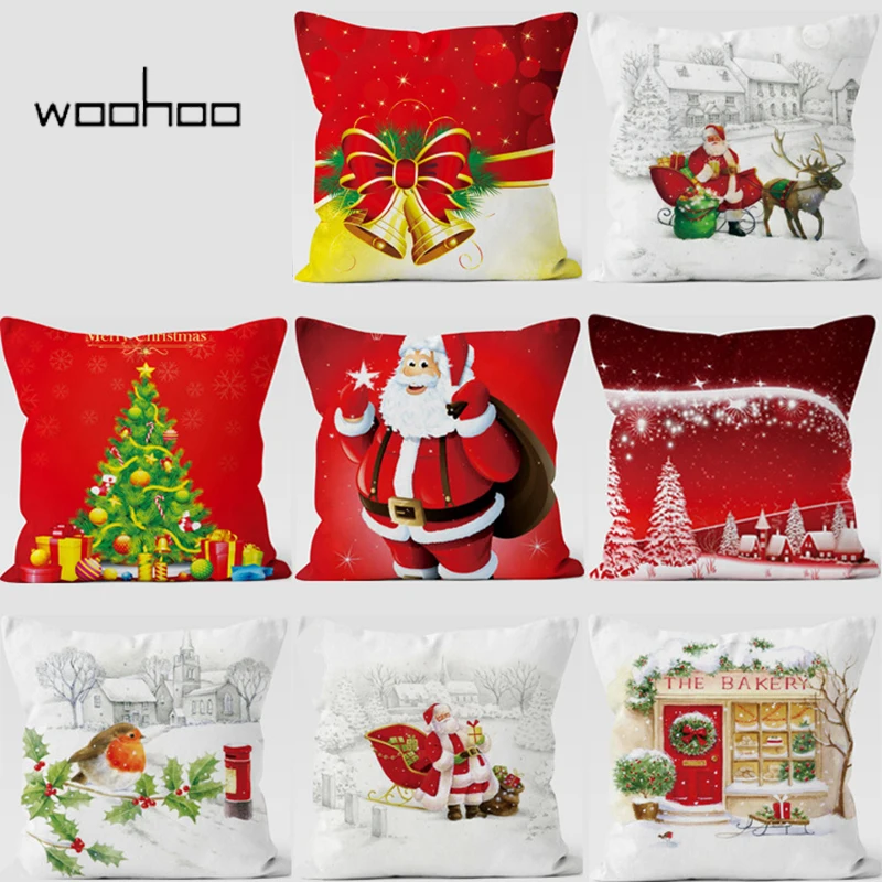 

woohoo NEW Beautiful picture of Santa Claus Polyester Cushion Cover Pillow Cover Decorative Pillow Case home decor para sofa