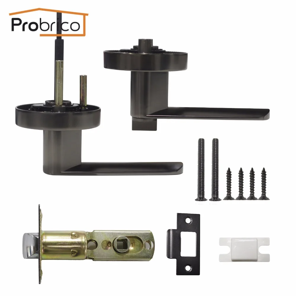  Probrico Interior door Handle Bedroom Door lock front back Lever with Lock cylinder Cold Grey door  - 32828247296
