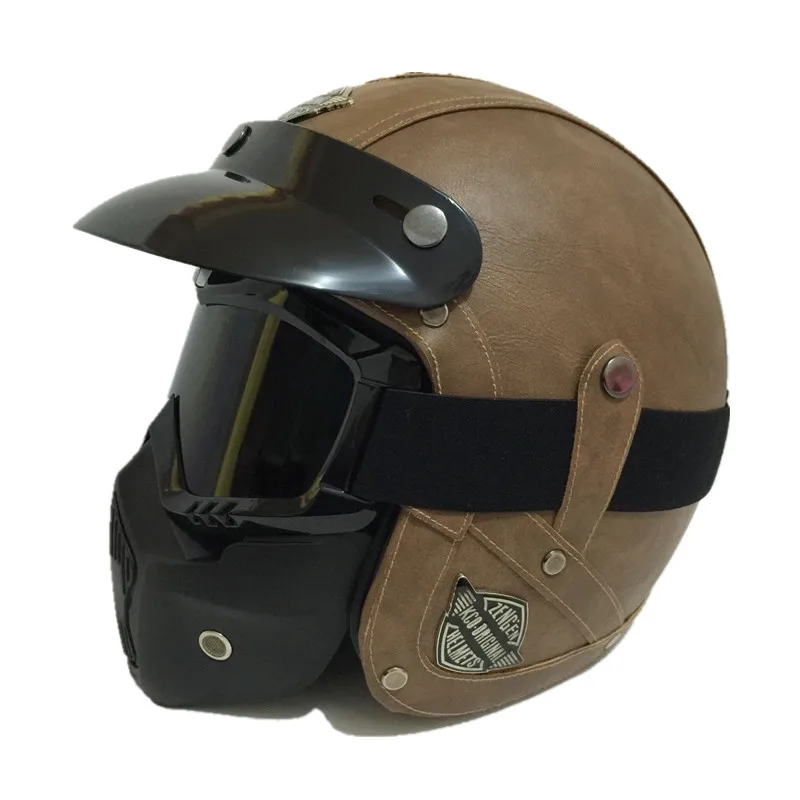 Vintage Leather Motorcycle Helmet 70