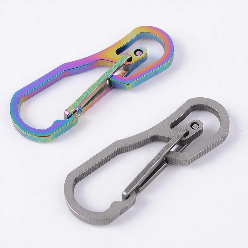 

YOUGLE TC4 Titanium Alloy Mult Stainless Steel Hanging Buckle Quickdraw Carabiner Clip Hook Keychain Ring Karabiner