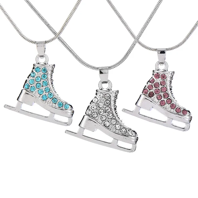 Skyrim 3D Crystal Ice Skate Figure Skating Pendant Skater Necklace