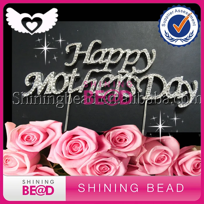 

Free Shipping +30 pcs/lot+Happy Mother's Day Cake Topper,Crystal Rhinestone Cake Topper For Mother Day/Cake Decoration