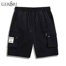 Gersri летние мужские повседневные шорты Новые однотонные с большим карманом мужские свободные воздухопроницаемые пляжные шорты мужские s Спортивная одежда для бега короткие спортивные штаны