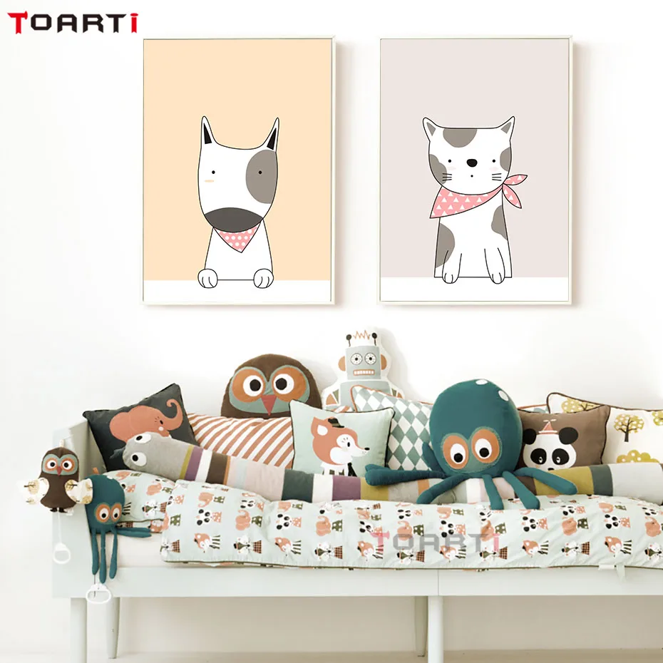 Adorable Animals Upper Body Wall Art Colorful Cartoon Poster&Prints For Kids Room Nursery Wall Picture Decoration Christmas Gift (4)