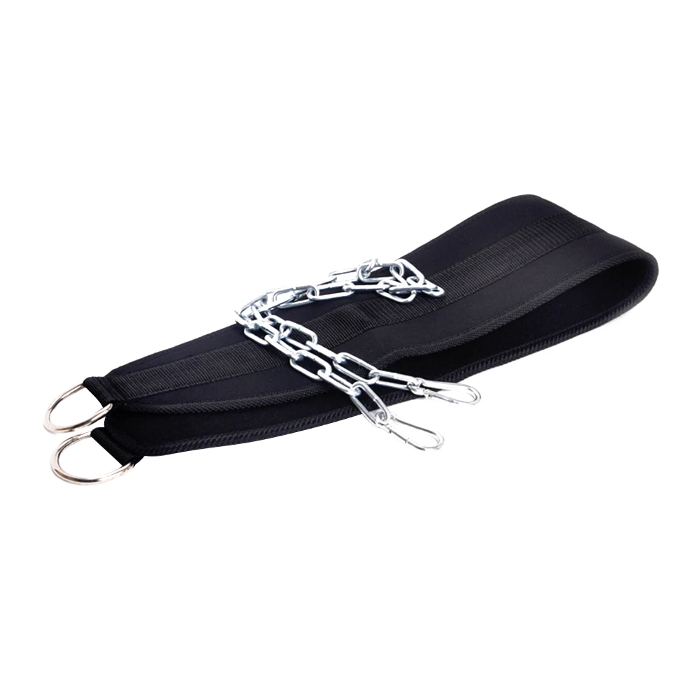 Weight Lifting With Chain Support Exercise Power Gym Waist Strength Fitness Equipments Pull Up Body Building Dip Belt Nylon