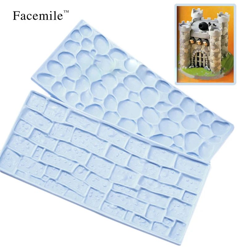 

2pcs Stone And Brick Shape Lace Cake Fondant Mould Plastic Cookie Cutter Tools Cake Wedding Party Gift Decorating 14.6*6.8*0.3cm