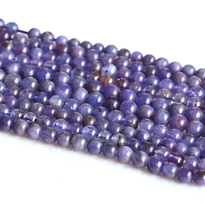 

Wholesale Natural Genuine Blue Tanzanite Round Loose Beads 4-6mm DIY Jewelry Necklaces or Bracelets 15" 05002