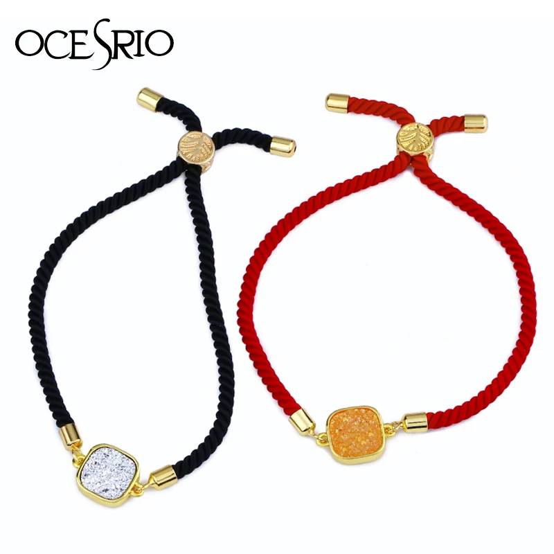 

OCESRIO Druzy Stone String Rope Red Bracelet Femme 2019 Natural Stone Bracelets for Women bracelet pierre naturelle brt-b50