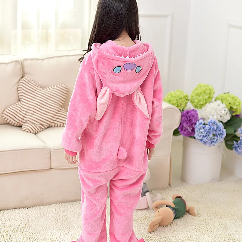 Синий Розовый Ститч Onesie пижамы кигуруми животных Косплей Костюм Хэллоуин семья пижамы Женщины