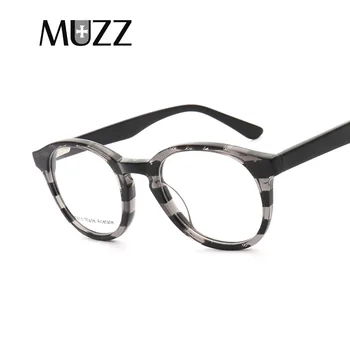 

MUZZ High quality Men Circular Frame Stripe Brand Designer Frames Myopia Optical Frames 2018 Computer Glasses Women Eyeglasses