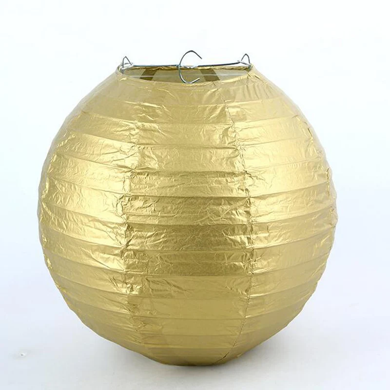7 размер) Круглый Китайский бумажный фонарь День рождения Свадебная вечеринка Декор подарок ремесло DIY Lampion цветной подвесной фонарь для вечерние - Цвет: golden