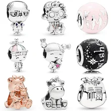 Горячая Распродажа серебряных бусин счастливый мешок Медведь кукла глазурь бусина для 925 оригинальные Пандора очаровательные браслеты и браслеты ювелирные изделия