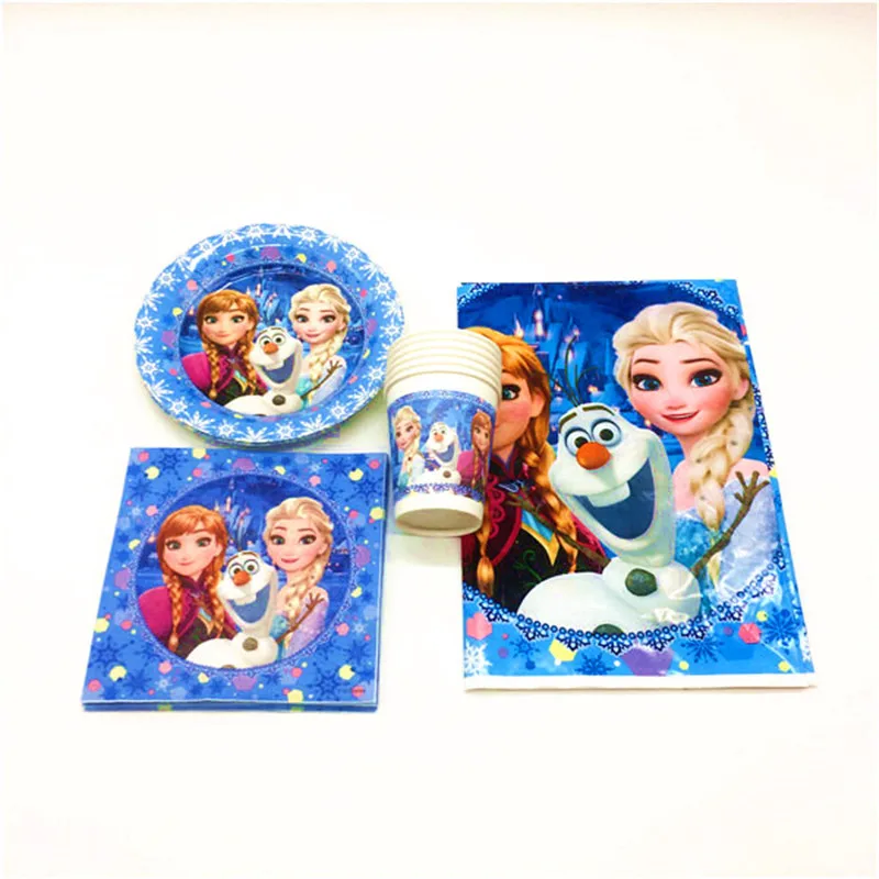 

Disney Frozen Theme Paper Tablecover Queen Elsa Cup Plate Napkin Family Party Wedding Birthday Party Decoration Supply 35Pcs