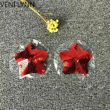 VENI LYNN расшитые блестками пентагональные наклейки на грудь черный/красный/Золотой трехцветный Невидимый для сосков наклейки можно использовать несколько раз