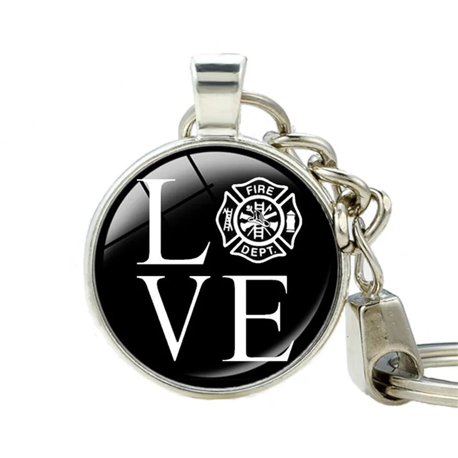 15 Style Fashion Art Gift Firefighter Fire Fighter Keychain Glass