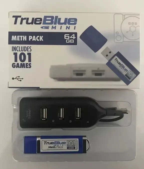  true blue mini Fight Pack 32GB with 58 games/METH PACK 64gb with 101 games/CRACKHEAD PACK 64GB with